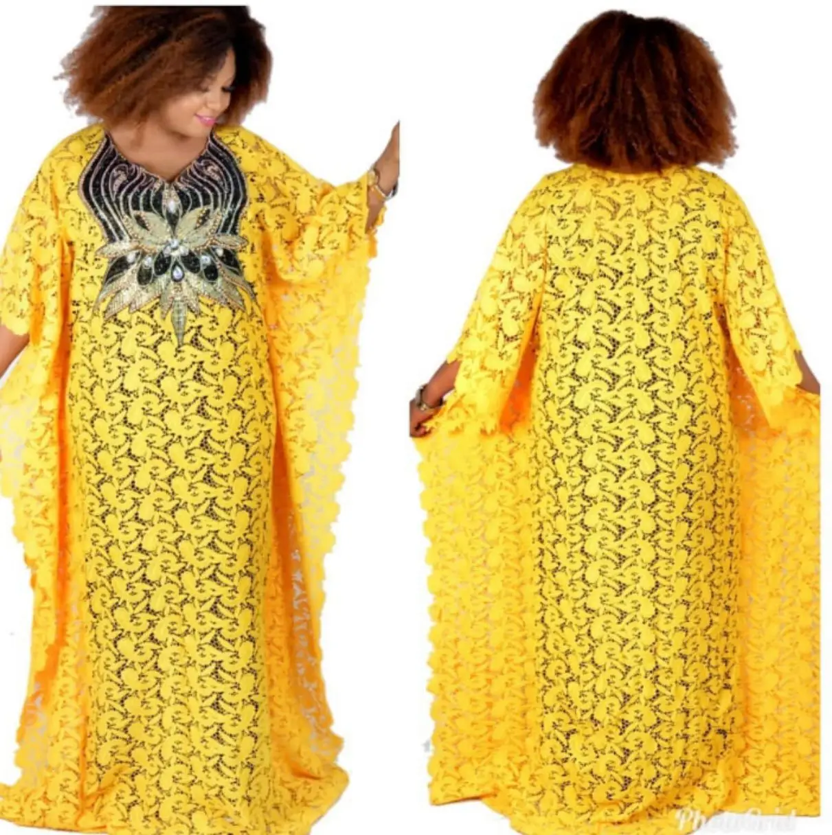 Бюст 126 см Длина 141 см супер размер Новые африканские женские Дашики модные водорастворимые кружева Свободные бисером вышивка длинное платье