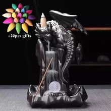 Керамический светодиодный задний поток курильница с дымом водопад курильница подставка для ароматических палочек домашний Чайный домик медитация декор+ 20 шт конусов