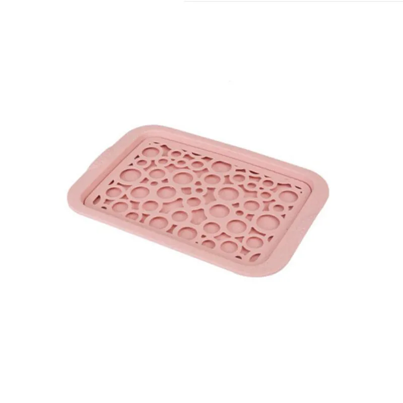 Double Layer Rectangular Plastic Draining Pate Tray Creative Fashion Multifunctional Fruit Plate Desk Kitchen Storage Rack