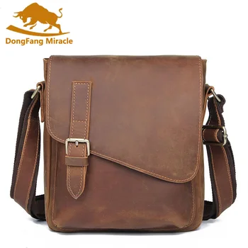 

Brand Man Shoulder Bags Vintage Genuine Leather Men Travel Mobile Ipad Crossbody Messenger Casual Bag Male Bags