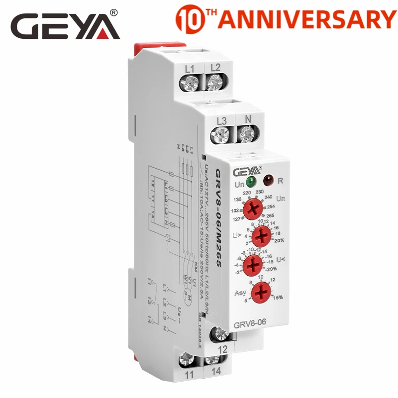 GRV8-06 Voltage Relay,3-Phase Voltage Monitoring Relay Phase Sequence Phase Failure Protection M265