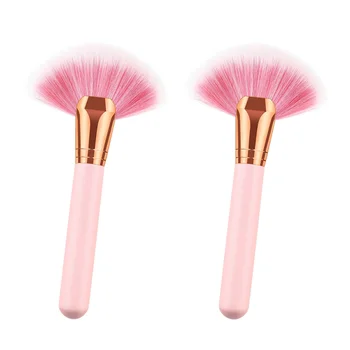 

2pcs Wooden Handle Makeup Brushes Fan Shape Nylon Bristles Cosmetics Powder Brush (ZZ-10-E-02)