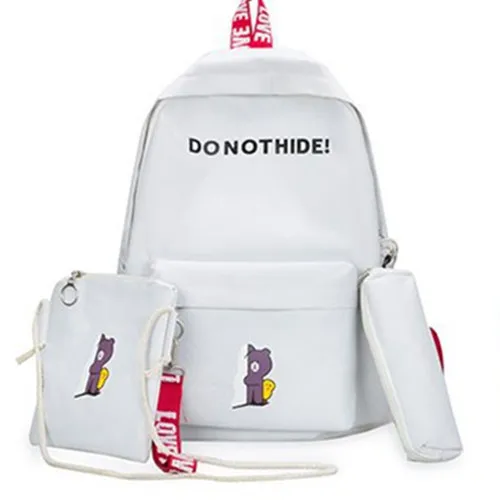Beibaobao 3/комплект Горячие черно-белые проверенные Наплечные сумки нейлоновый рюкзак для путешествий для женщин студенческий школьный - Цвет: White