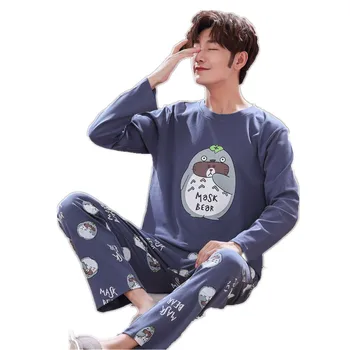 

Long Pant Male Pyjama Set Loose Leisure Outwear Set 3XL 4XL 5XL Sleepwear Long Sleeve Autumn Winter Warm Cotton Pajamas Sets