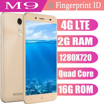 

M9 5.5INCH 4G LTE smartphones quad core 2G RAM 16G ROM android mobile phones unlocked Fingerprint cheap celulars WCDMA wifi 2SIM