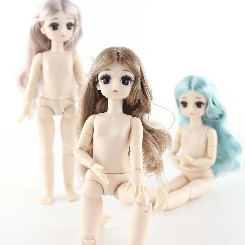 28 см BJD кукла 21 шарнирная кукла DIY обнаженное тело вьющиеся прямые волосы подарок для девочки с 3D глазами голова куклы игрушки для детей