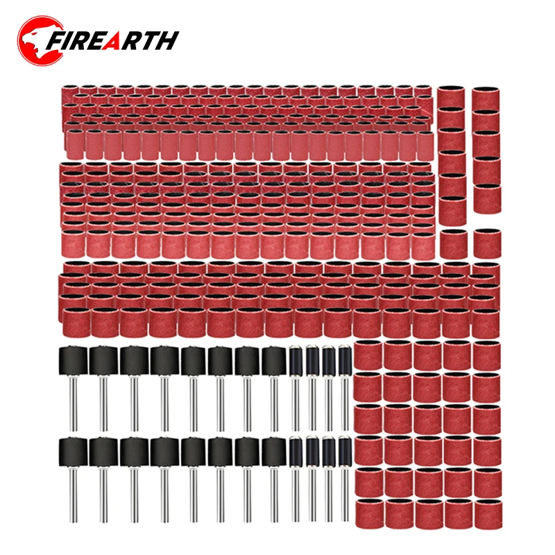 384pcs Sanding Bands Kit Grit 80 120 240 320 400 600 Sandpaper with 1/4 1/2 Drum for Dremel Rotary Tool Polishing | Инструменты