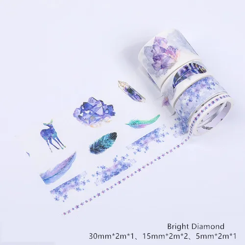 Bright Diamond 4 шт./лот Kawaii набор декоративного скотча Васи осеннее растение маскирующая лента для планировщика Bullet Journal DIY наклейки Скрапбукинг Канцелярские наклейки - Цвет: Bright Diamond
