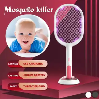 

New 3000V Electric Insect Racket Swatter Zapper USB 1200mAh Rechargeable Mosquito Swatter Kill Fly Bug Zapper Killer Trap