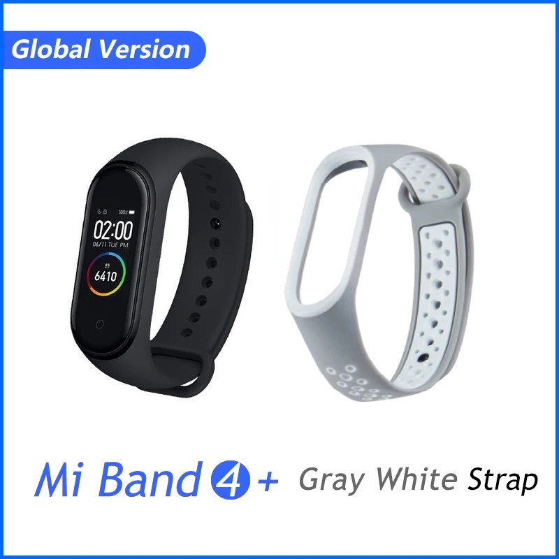 GB Add Gray White Xiaomi mi Band 4 новейшая музыка Смарт mi band 4 Браслет Пульс фитнес 135 мАч цветной экран Bluetooth 5,0 - Цвет: GB Add Gray White