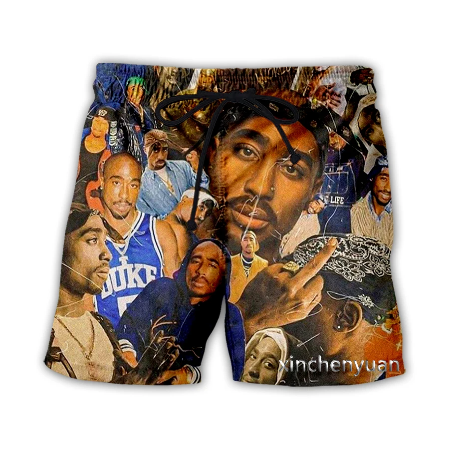 

xinchenyuan New Men/Women Rapper 2pac Tupac 3D Printed Casual Shorts Fashion Streetwear Men Loose Sporting Shorts T22