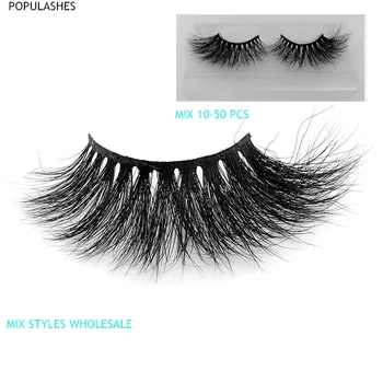 

3d Mink Lashes Bulk 20- 25mm Natural Long Thick 10/30/50Pcs Mink Lashes Pack Fluffy Messy False Eyelashes Case Beauty