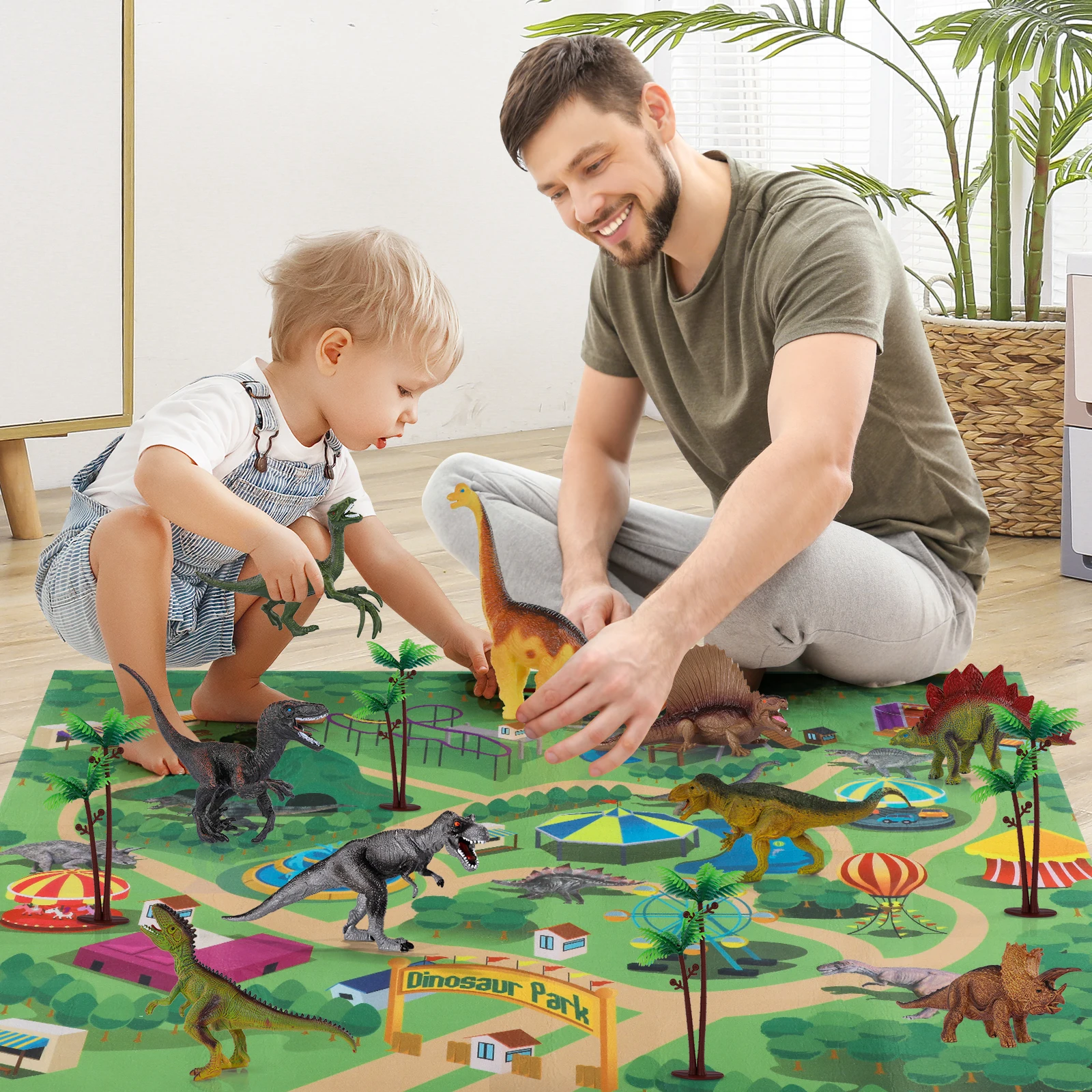 TEMI Dinosaur Toy Jurassic Dino Animals Jungle Set Minifigure Dinosaur Excavation Children's Educational Toys for Boys Kids Gift 4