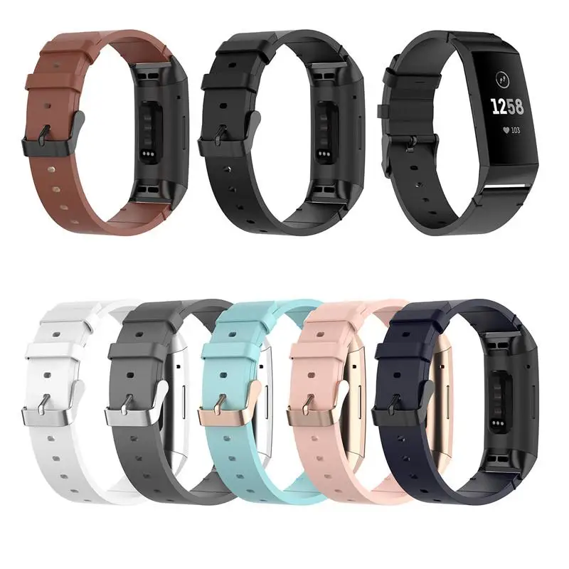 Leather Strap For Fitbit Charge 4 Replacement Bracelet For Fitbit Charge 3 Band Steel Buckle Belt for Fit bit Charge 3 SE