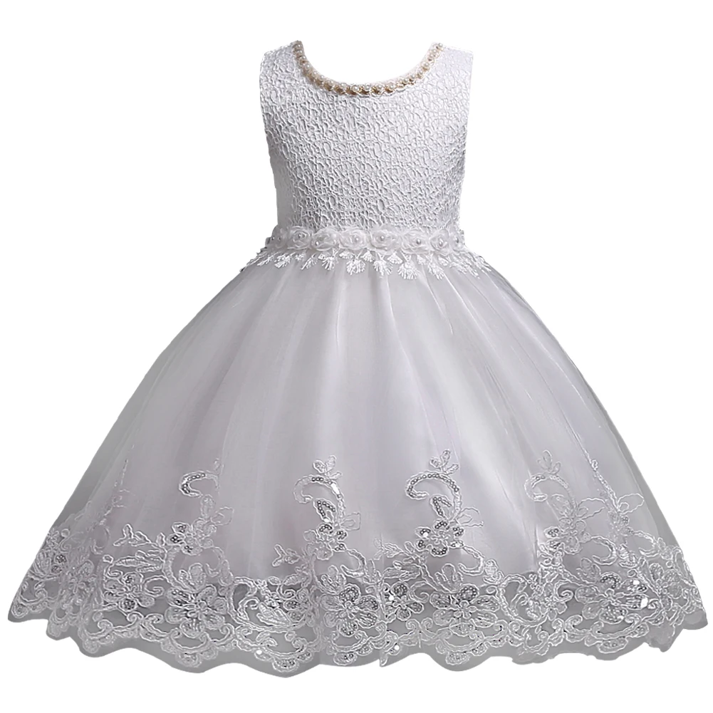 

Lovely Lace Appliques Beaded Flower Girl Dresses Kids Evening Gowns for Wedding First Communion Dresses Vestido Comunion 2-10Yrs