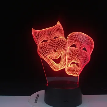 

Comedy Mask Bedroom Decoration Colorful Creative 3D Night Light Touch Remote Control Gift Led 3D Lamp Friends Gift Drop Shipping