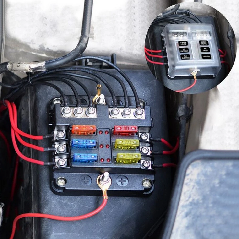 

12-32V Car Fuse Box Insurance Insert Base Set Accessories Terminal Block For Automobiles RV Marine Yacht Boat Fuse Box