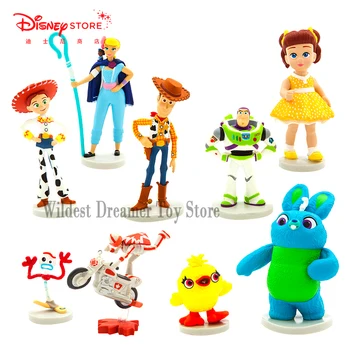 

9pcs/set Movie Toy Story 4 Cartoon Toy Woody Buzz Lightyear Jessie forky action figure collectible Disney figura kids Doll 5-8CM