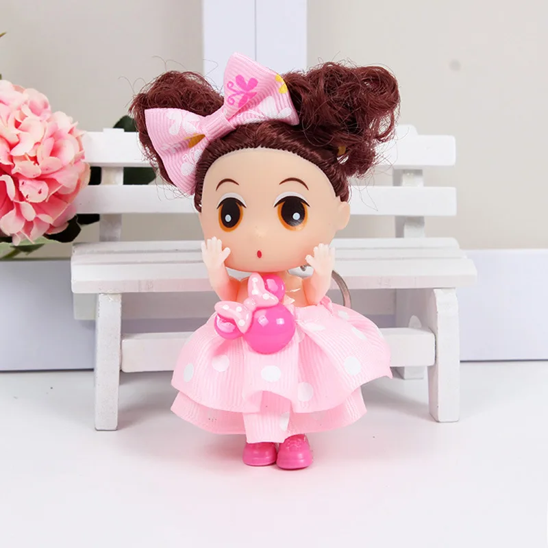 9cm Handmade Mini Colorful Princess Dolls Little Girl Doll Full Dress Doll Keychains Handbag Decoration Pendants Birthday Gifts 7