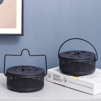 

Large Portable Black Metal Incense Burner Hand Charcoal House Small Cones Mosquito Coil Holder Smoke Decoration Zen 2020 II50XXL