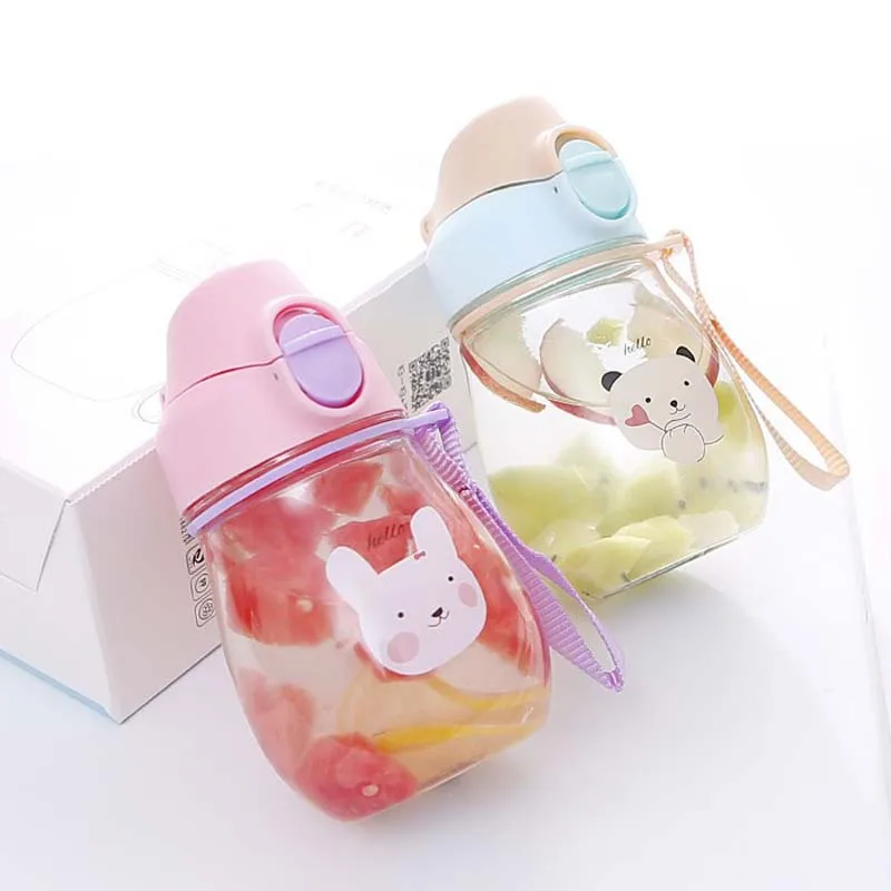 Baby Kid Water Bottle Portable No Spill My Tritan Bottle Children Small Kettle with Straw Food Grade Slide Cover Copo 2Pc Cover