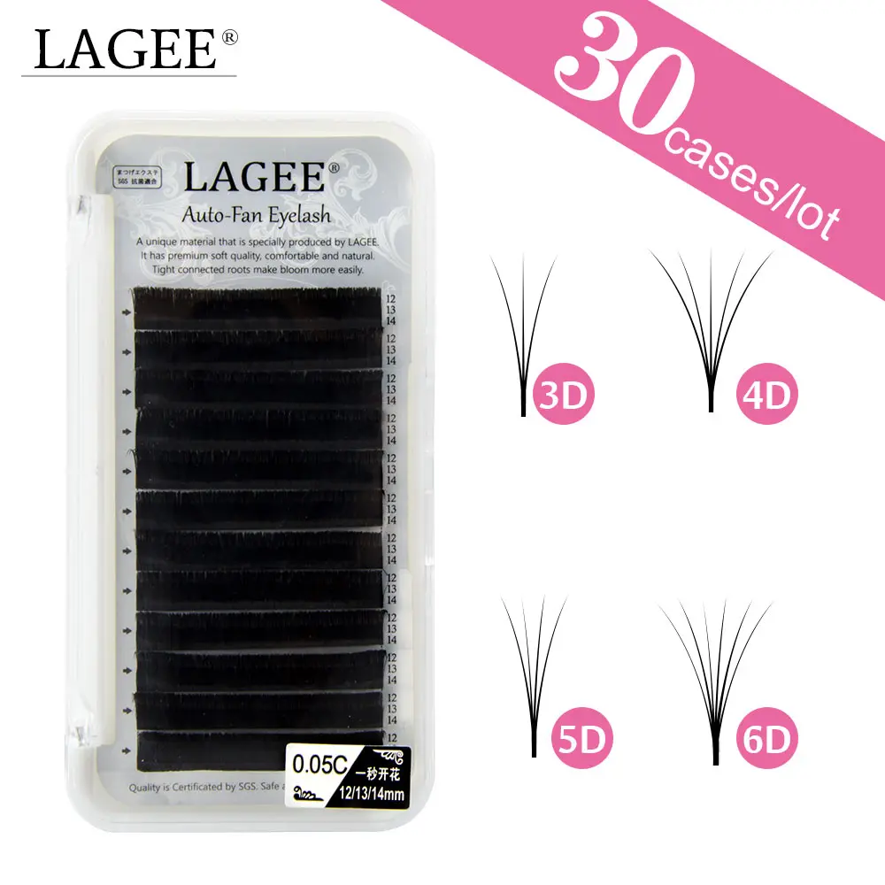 

30 trays LAGEE Eyelash Extensions Easy fan bloom volume lash fast fan eyelash Auto fans 12 rows make up tool nagaraku line