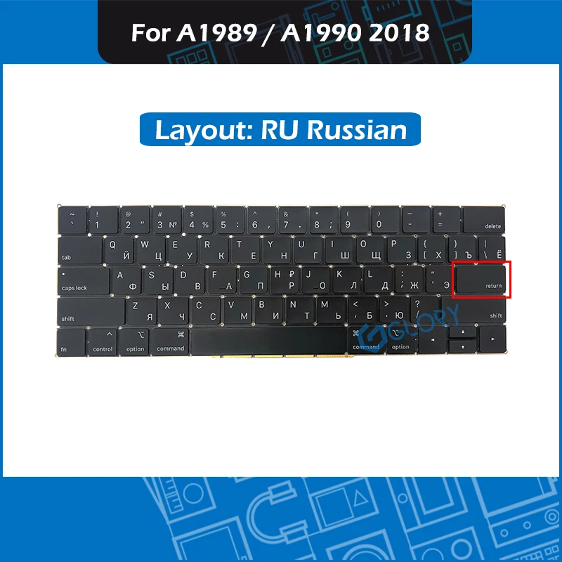 Новая сменная Клавиатура для ноутбука Русская раскладка для Macbook Pro retina 1" 15" A1989 A1990 русская клавиатура