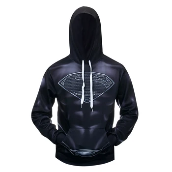 

Superhero Black Muscle Superman Cosplay Costume 3D Printed Costume Premium Coat Hooded Sweatshirts Pullover Hoodies