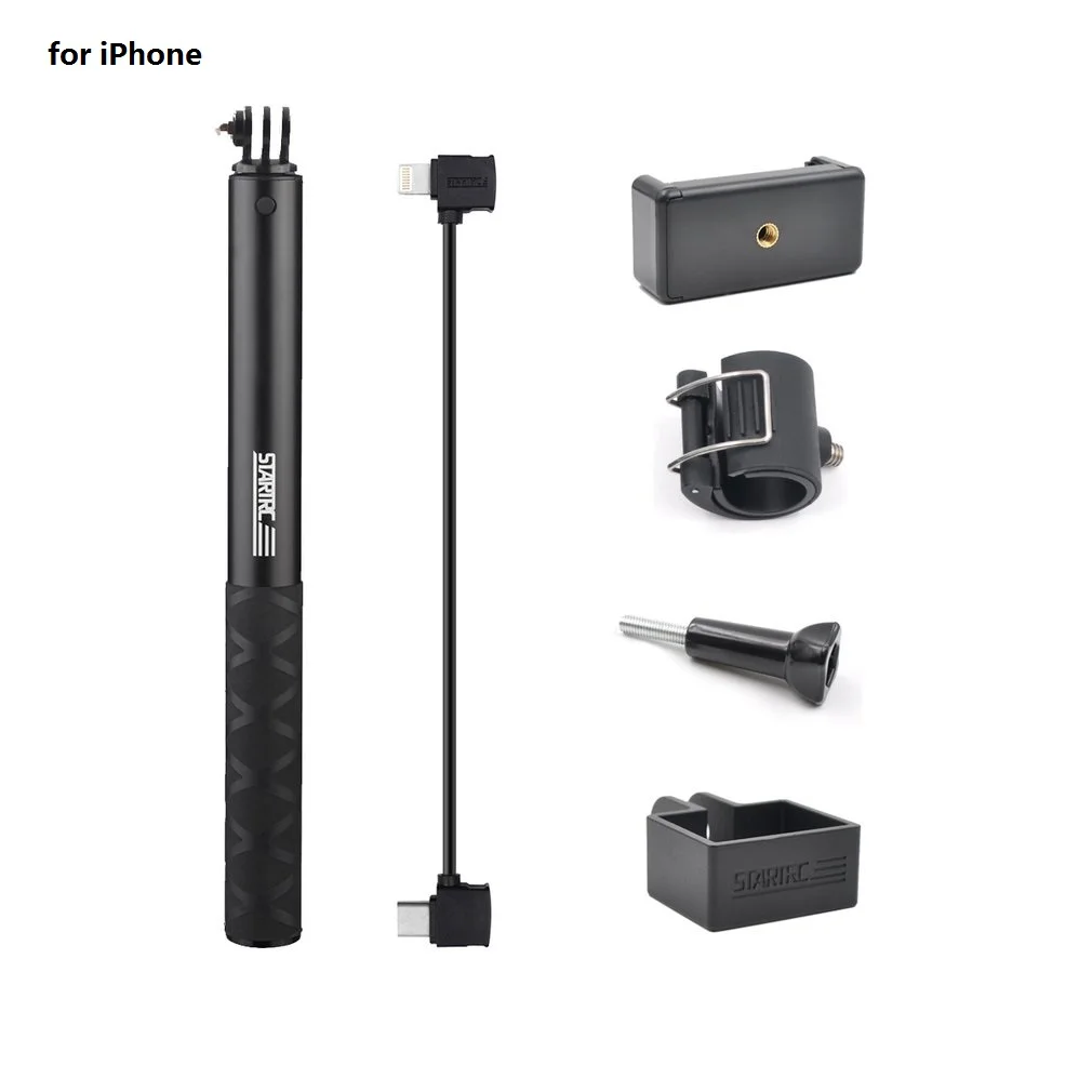 STARTRC ручной удлинитель селфи палка для DJI OSMO Карманный с 1 м линия передачи данных крепежный кронштейн набор держатель телефона селфи палка - Цвет: Серый