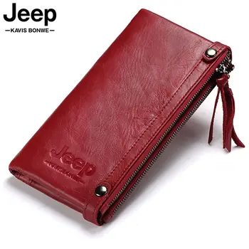 

100% Genuine Leather Women Wallet Female Long Clutch Lady Walet Portomonee Money Bag Zipper Coin Purse New Style Girls Vallet
