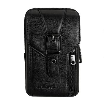 

FGGS-JIWANG Leather Men's Crossbody Bag Waist Bag Fashion Shoulder Bag Chest Bag Travel Handbag Belt Bag Mobile Phone Bag