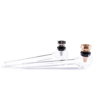 

Premium Glass Smoking Smoking Pipe With Clear Handle With Metal Bowl Metal Tobacco Hand Spoon Herb Pipes Accessories