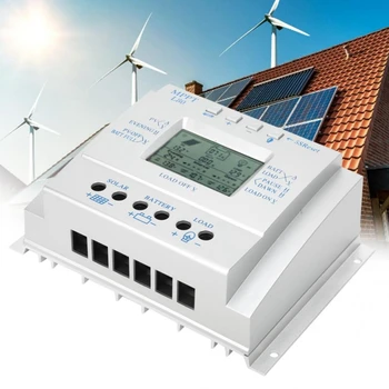 

80A Solar Charger Controller USB 1.5A 5V Output 12V 24V LCD Solar Panel Regulator with Load Timer and Light Control