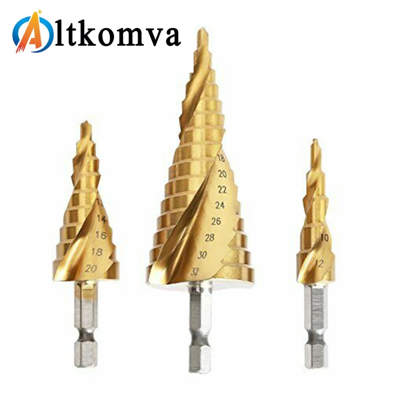 

4-12/20/32mm HSS Spiral & Straight Grooved Center Drill Bit Solid Carbide Mini Drill Accessories Titanium Step Cone Drill Bit
