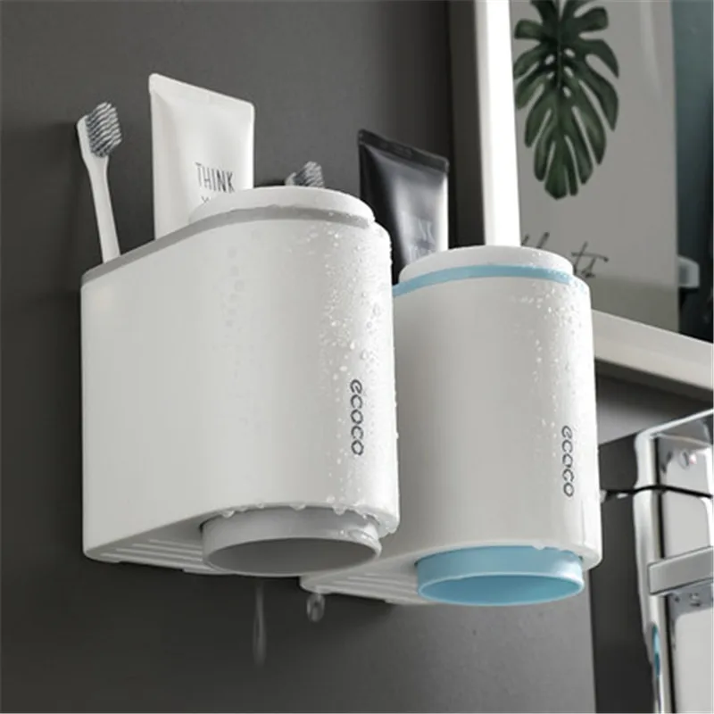 

BAISPO Creative Magnetic Toothbrush Holder Wall Mount With 2 Cup Home Toothpaste Shaver Shelf Storage Bathroom Accessories Set