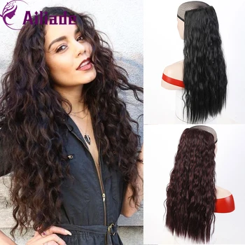 

AILIADE Long Curly Wavy 5 Clip In Hair Extensions Synthetic Hair Pieces Heat Resistant Ombre Golden Black Brown For Women Daily