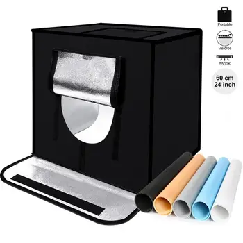 

Light Box 60*60CM Portable Softbox Phone Lightbox With 5 Colors Background For Photo Studio tent Photography LED light