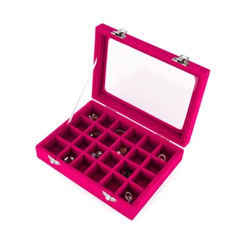 

Portable Jewelry Ring Earring Display Boxes Transparent Cover Jewelry Tray Stackable Display Case Storage Box Storage Showcase