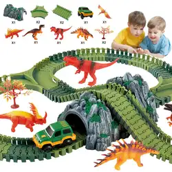 Детский Электрический динозавр трек Собранный игрушечный набор с имитированием двери автомобиля Drawbridge случайный цвет