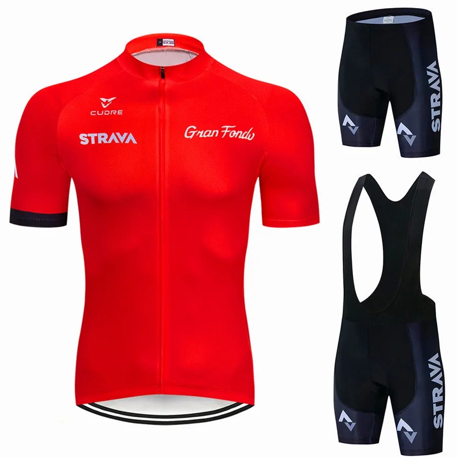 2021 STRAVA lugar comercial Pro verano equipo de ciclismo Jersey juego bicicleta ropa transpirable camisa de manga corta para hombres pantalones cortos para bicicleta