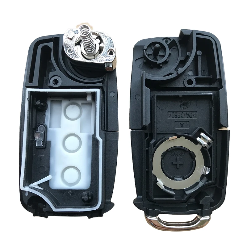 Цветной Чехол для автомобильного ключа для Volkswagen Beetle для Skoda Octavia, 3 кнопки, откидной складной чехол для дистанционного ключа, сменный неразрезанный BLD