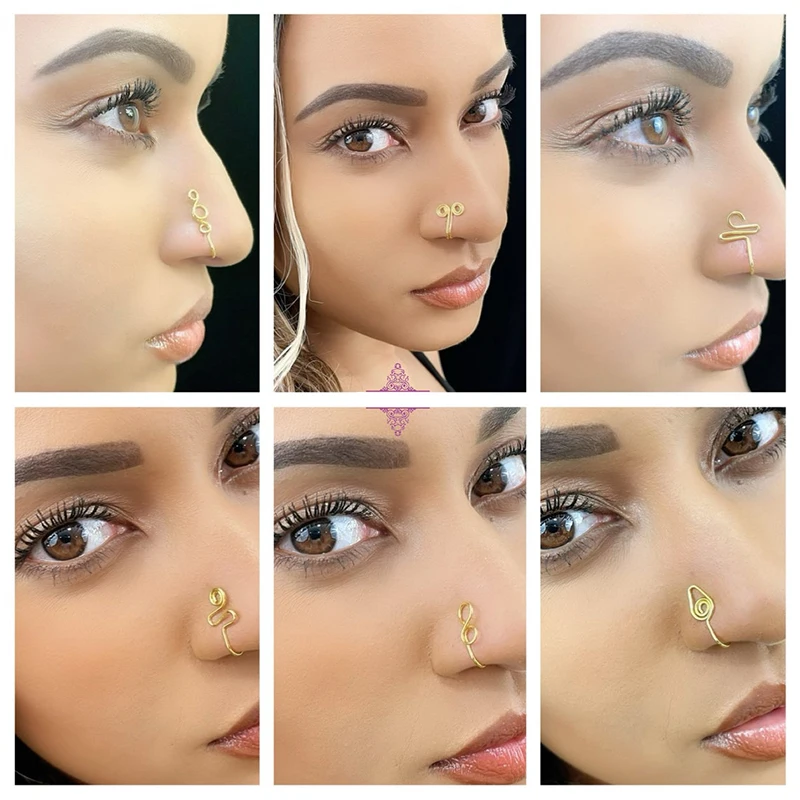 Buy MTLEE 12 Pieces Healing Crystal Nose Rings Fake Nose Ring Hoop African  Nose Cuff Natural Stone Non Piercing Nose Ring Irregular Stone Clip On Nose  Ring Fake Piercings Nose Jewelry for