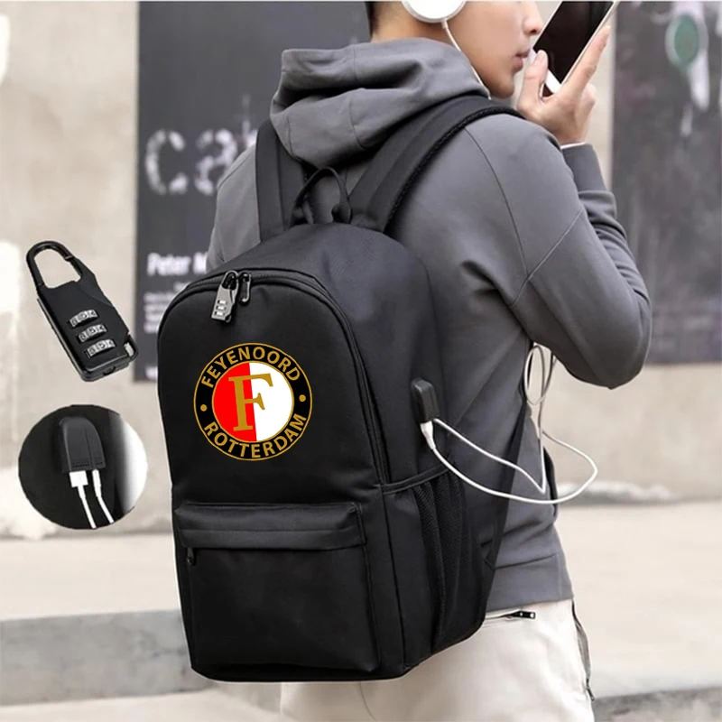 Feyenoord водонепроницаемый рюкзак для ноутбука с защитой от кражи для подростков мальчиков и девочек Школьный рюкзак для мальчиков женские сумки