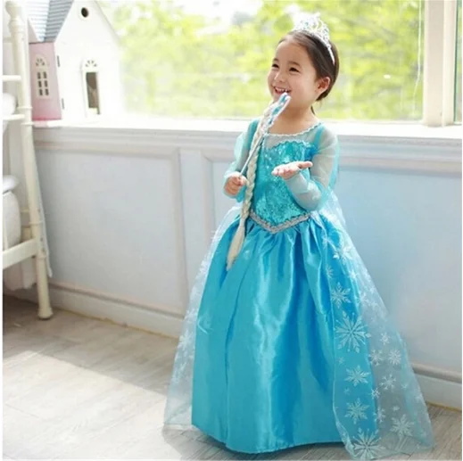 От 4 до 10 лет для маленьких девочек платье «Принцесса Эльза» для девочек Косплэй Эльза костюм на Хэллоуин и Рождество вечерние платья принцессы с цветочным рисунком подростковые платья - Цвет: 1