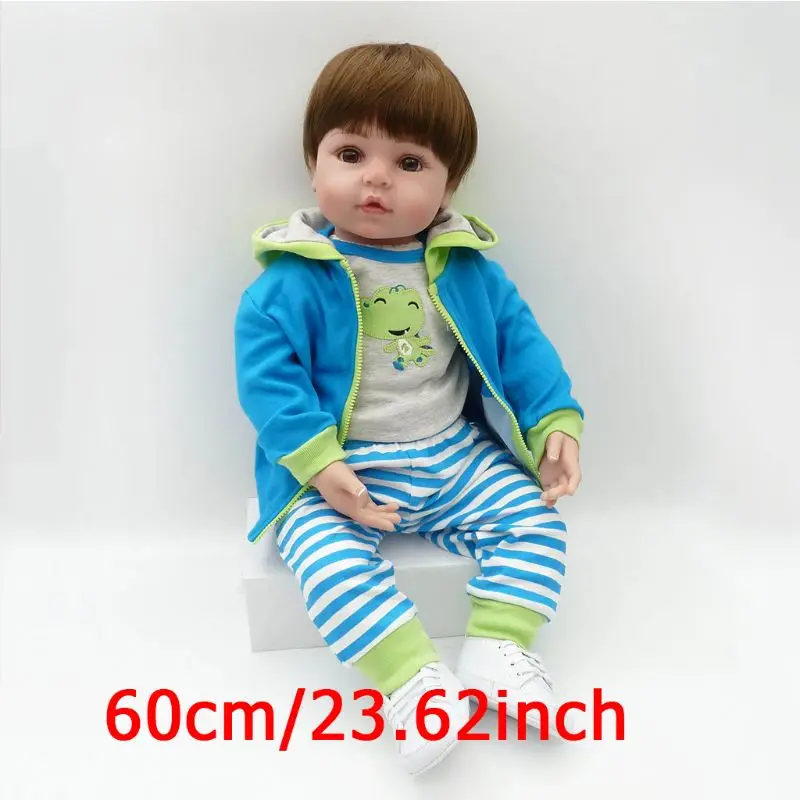 

24in Reborn Doll Realistic Soft Silicone Vinyl Newborn Babies Toy Lifelike Handmade Christmas Gifts 95AE