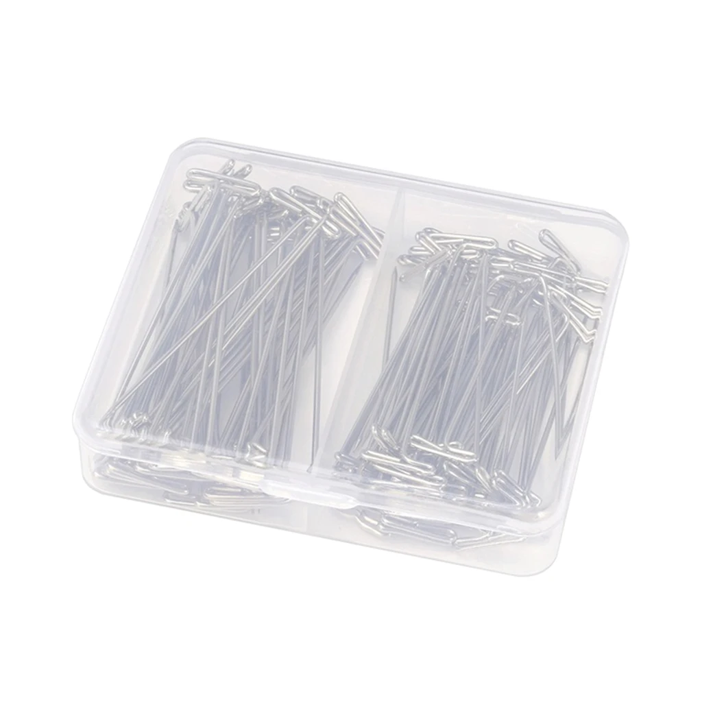 100 Pieces Mixed Sizes Steel Wig T-Pins with Plastic Stroage Box 54mm & 45mm T Needles Wig Sewing Cord for Holding Wigs
