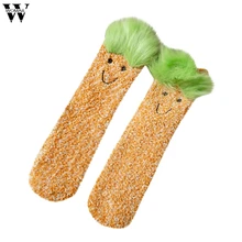 Womail Ms. японский Повседневный толстый коралловый флис вышивка стерео мультфильм домашние носки-тапочки полотенце носки без пятки