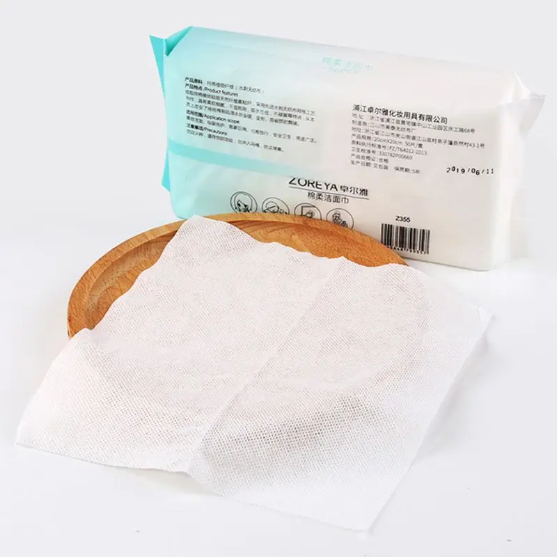 50 Pcs Soft Cotton Disposable Facial Towels Face Eye Makeup Remover Tissue Baby Care Dry Wet Cleansing Pad for Sensitive Skin