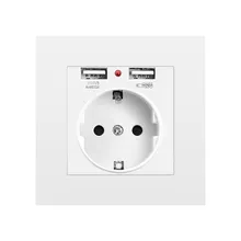 SRAN-toma de corriente EU con puerto de carga usb, Panel de PC blanco 2.1A 16A 86mm x 86mm, enchufe de pared para Rusia, España