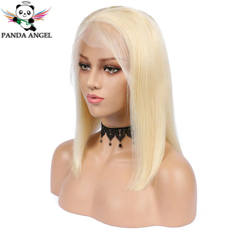 Панда 13x4 613 блондинка Синтетические волосы на кружеве парики бразильских 150% плотность прямые волосы, блонд, короткий Боб человеческих волос парики для чернокожих Для женщин волосы Remy